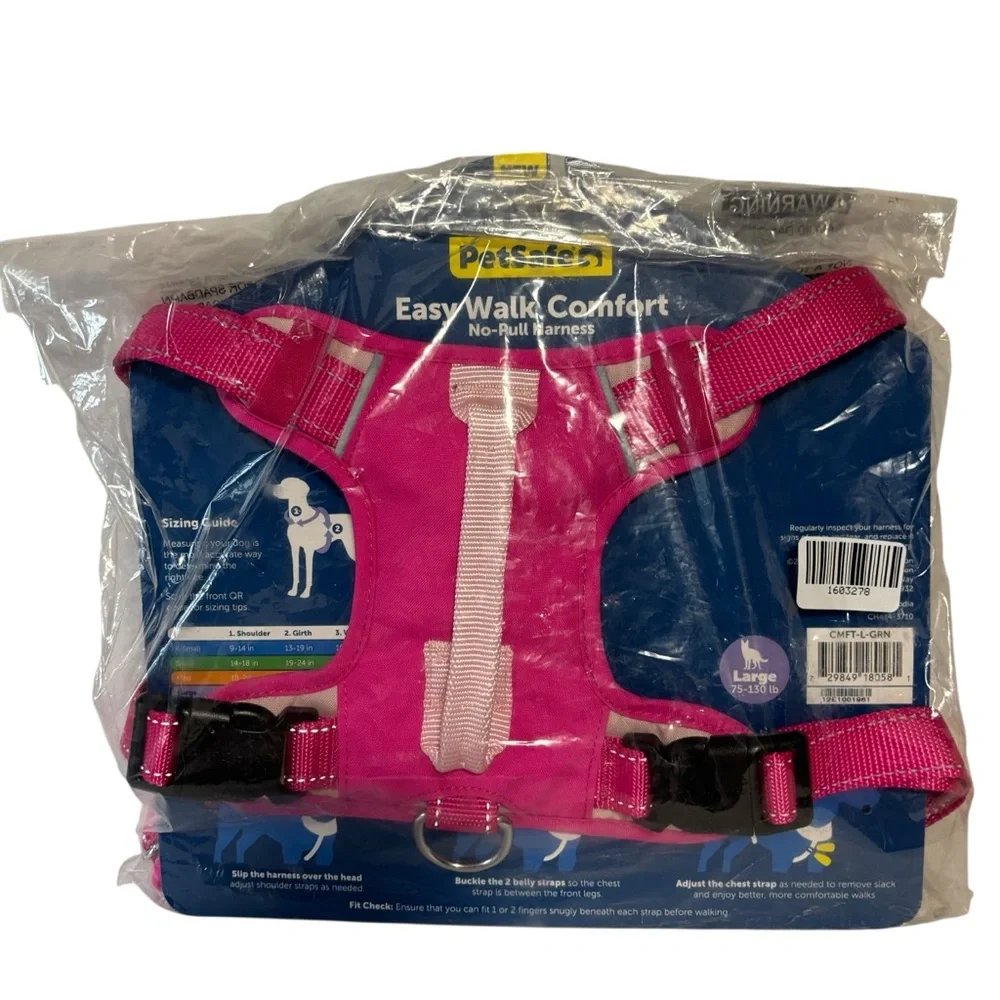 NWT PetSafe Easy Walk Comfort No-Pull Dog Harness Pink Size LG 75-130